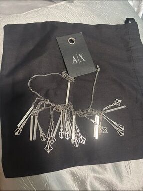 A/X Armani Exchange Silver Tassel & Bar Fringe Necklace NWT $88